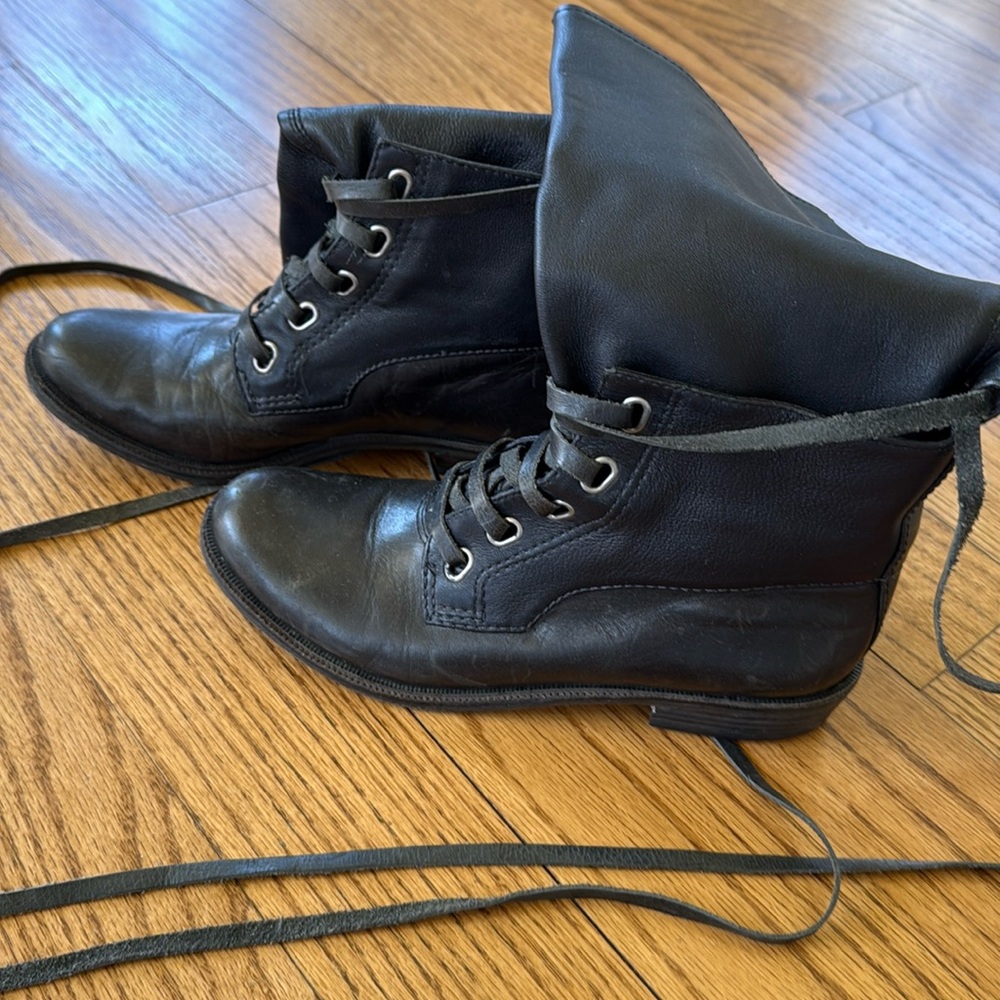 Black leather booties